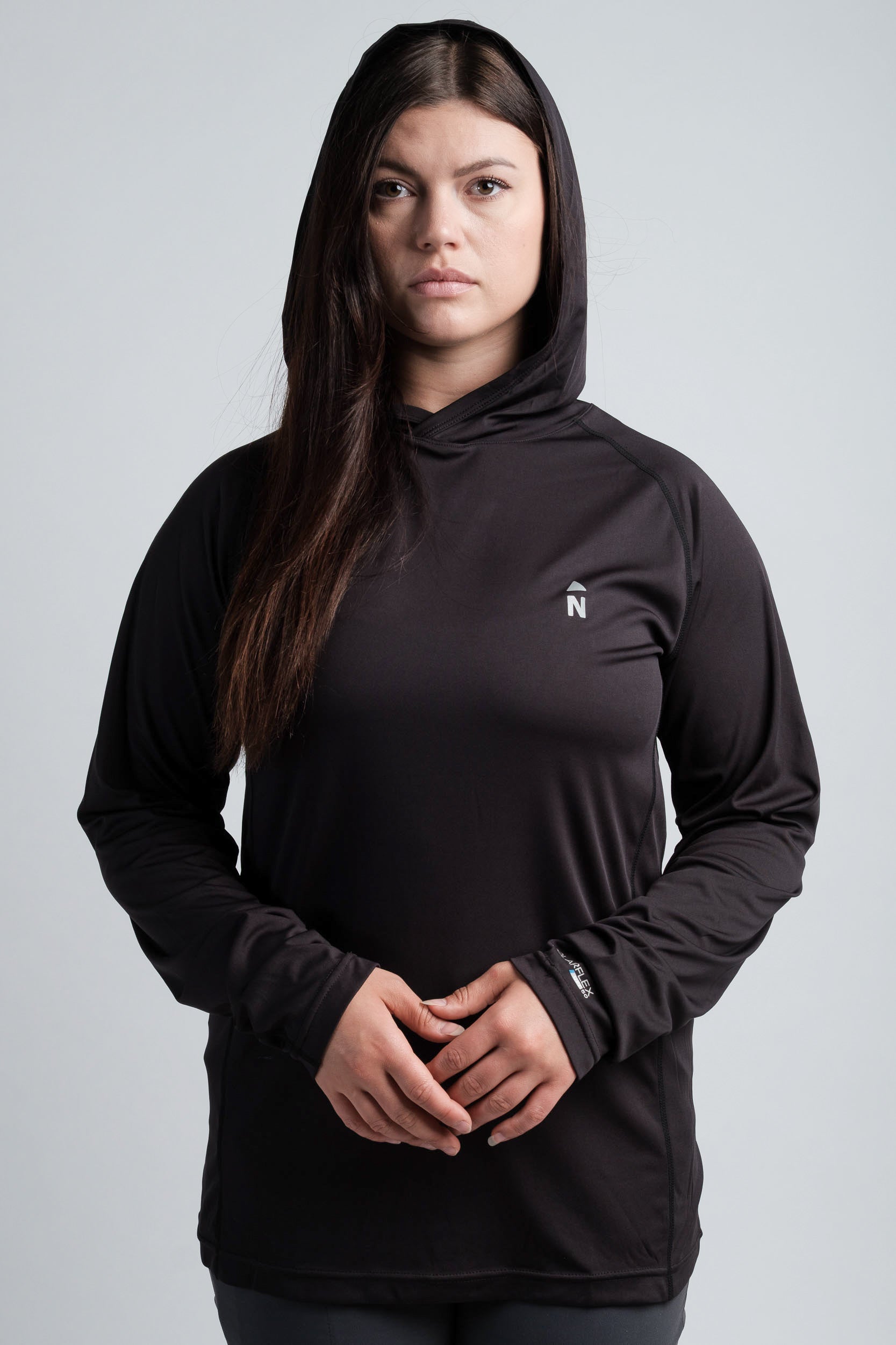 Northbound Gear womens UPF 50 summer cooling hoodie in black