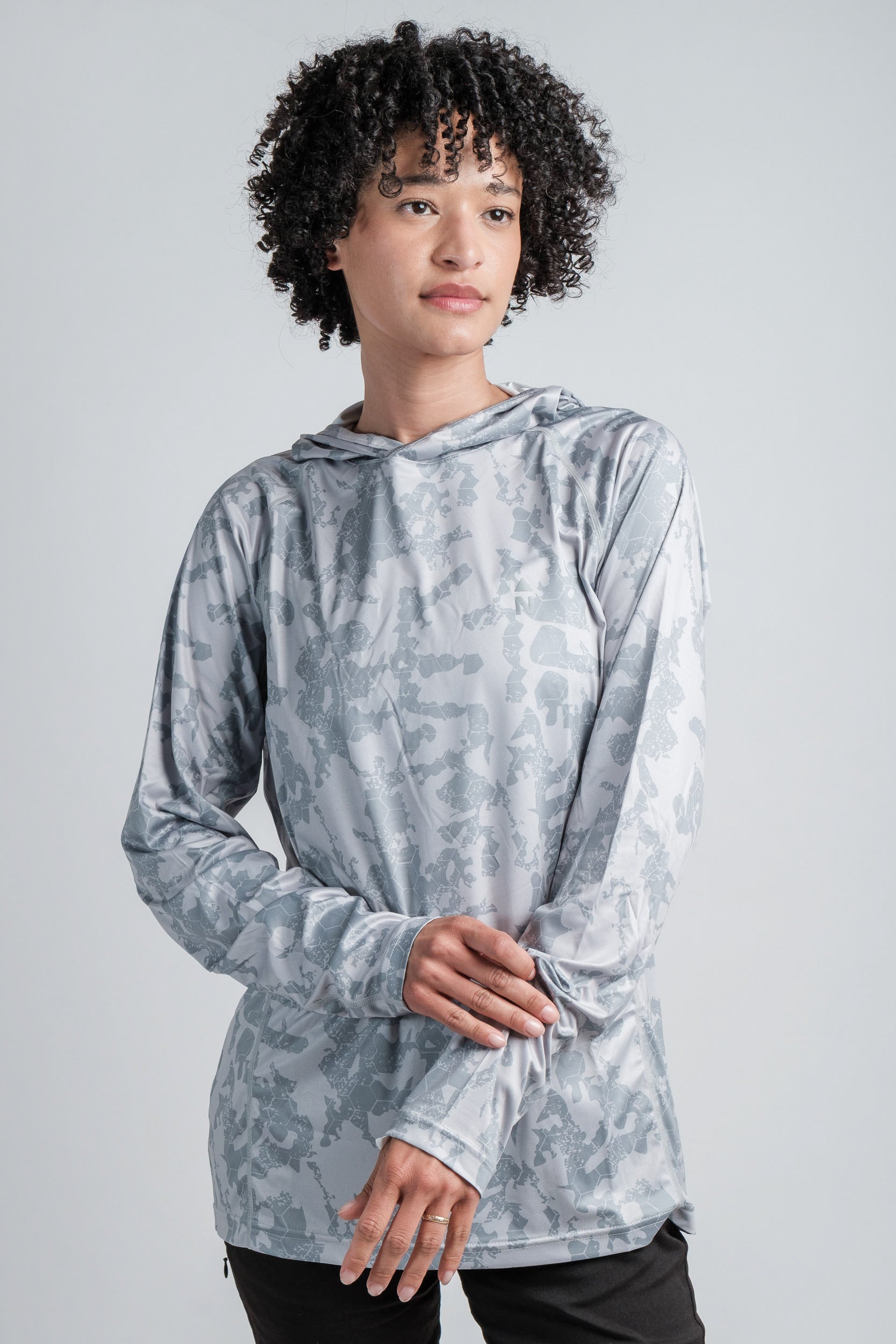 Northbound Gear womens UPF 50 summer cooling hoodie camo gray