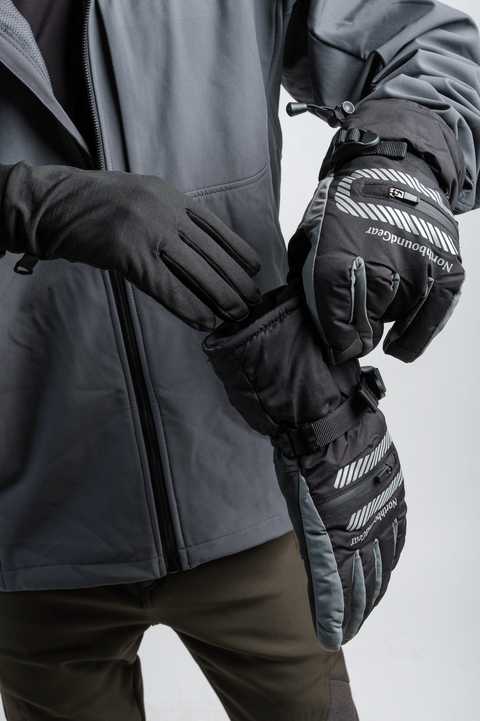 Northbound Gear "Defender" Gloves, versatile 3-in-1 design for cold weather.