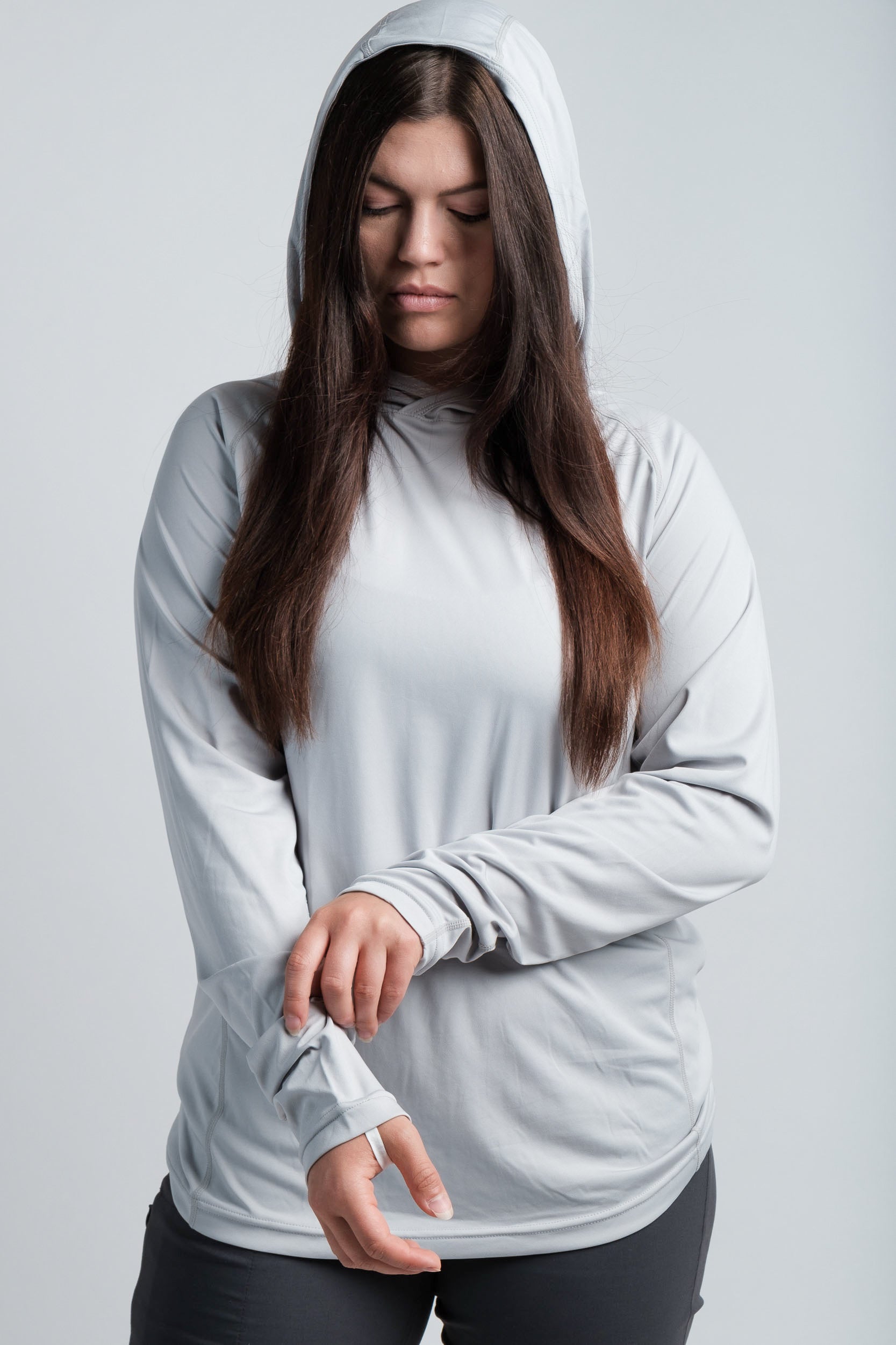 Northbound Gear gray womens UPF 50 summer cooling hoodie wear