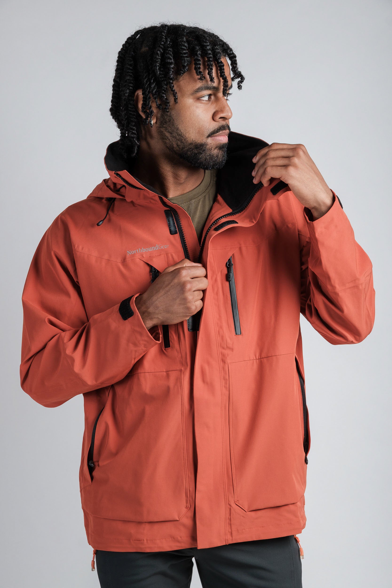 Northbound Gear NEW "DryShield" Waterproof Field Jacket — orange, durable outdoor jacket