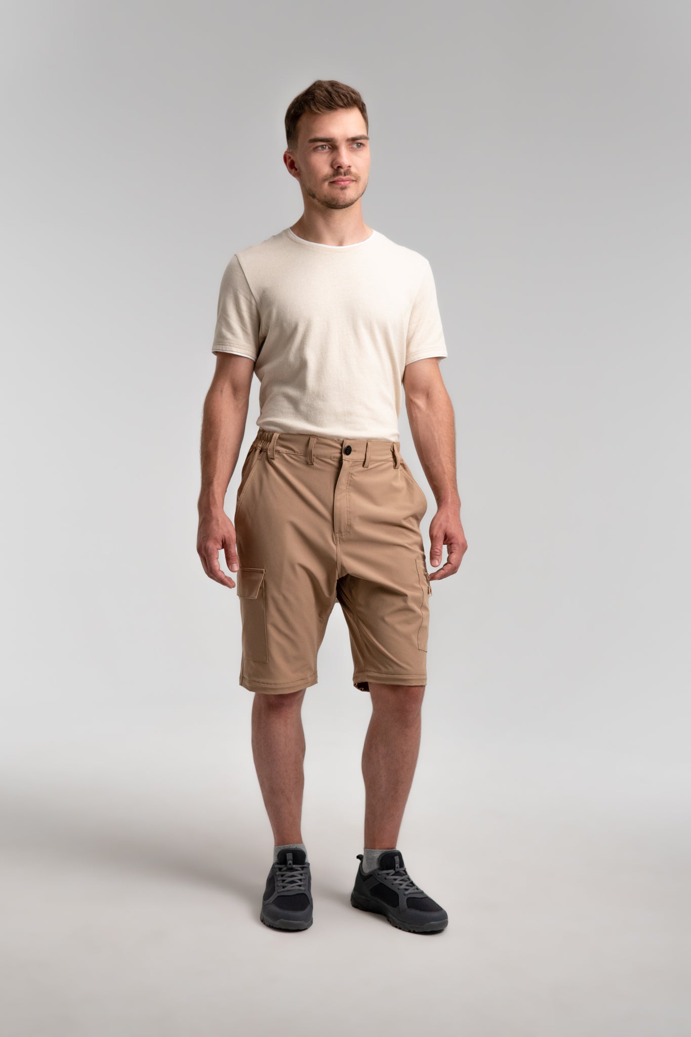 Northbound Gear khaki water resistant cargo shorts for daily